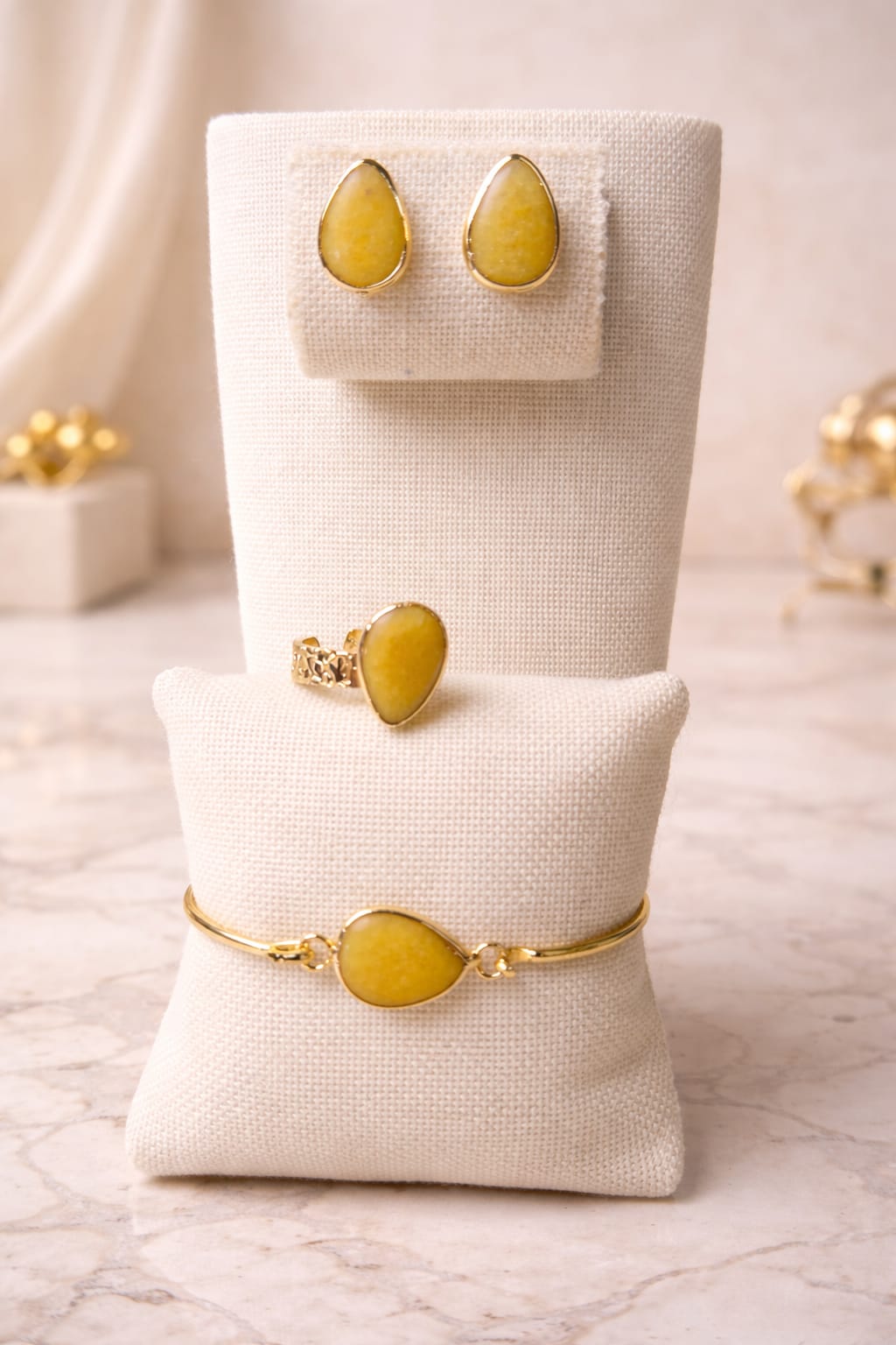Set Gota de Sol – Pulsera, Sortija y Aretes