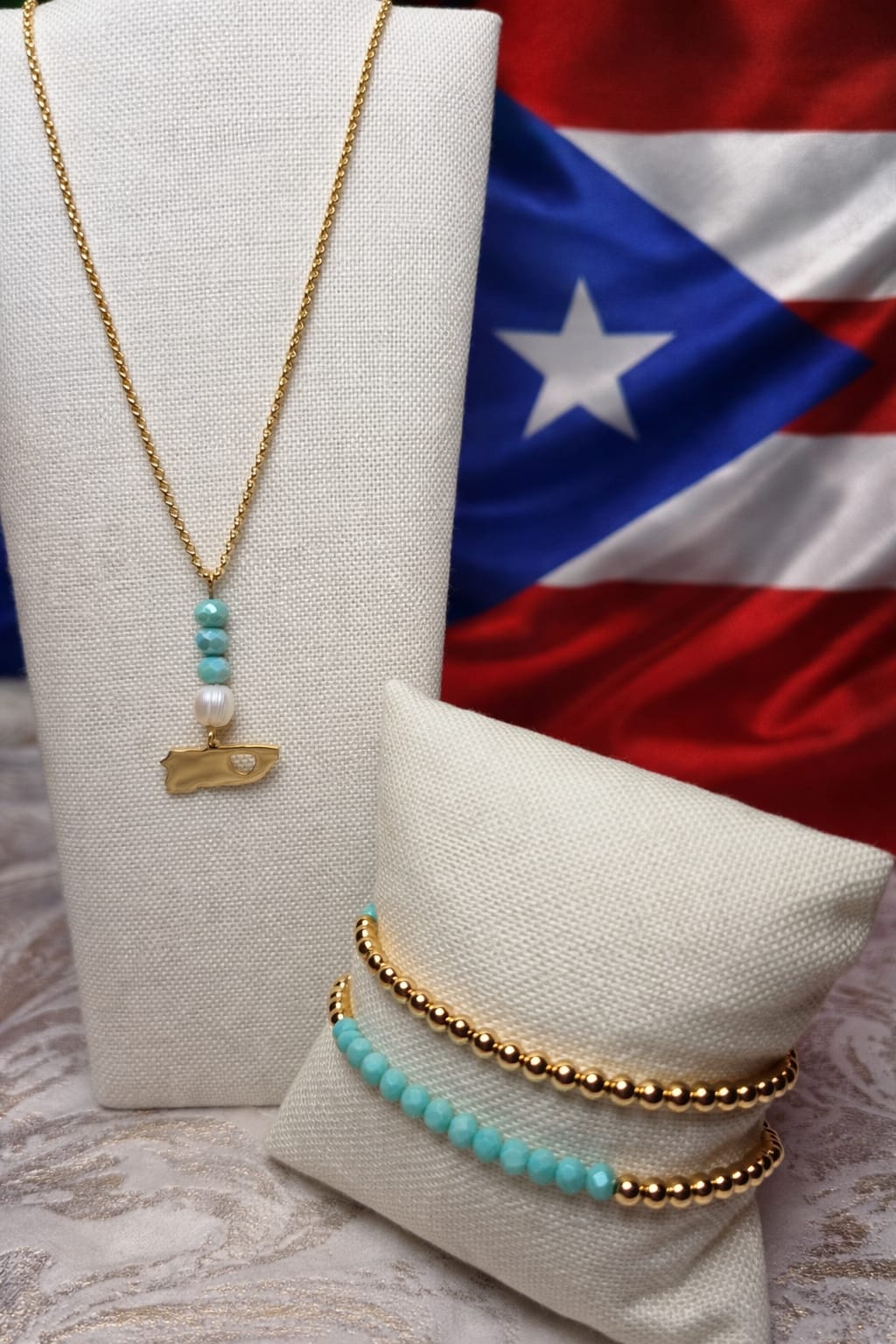 Set Puerto Rico – Collar y Pulseras con Isla Boricua