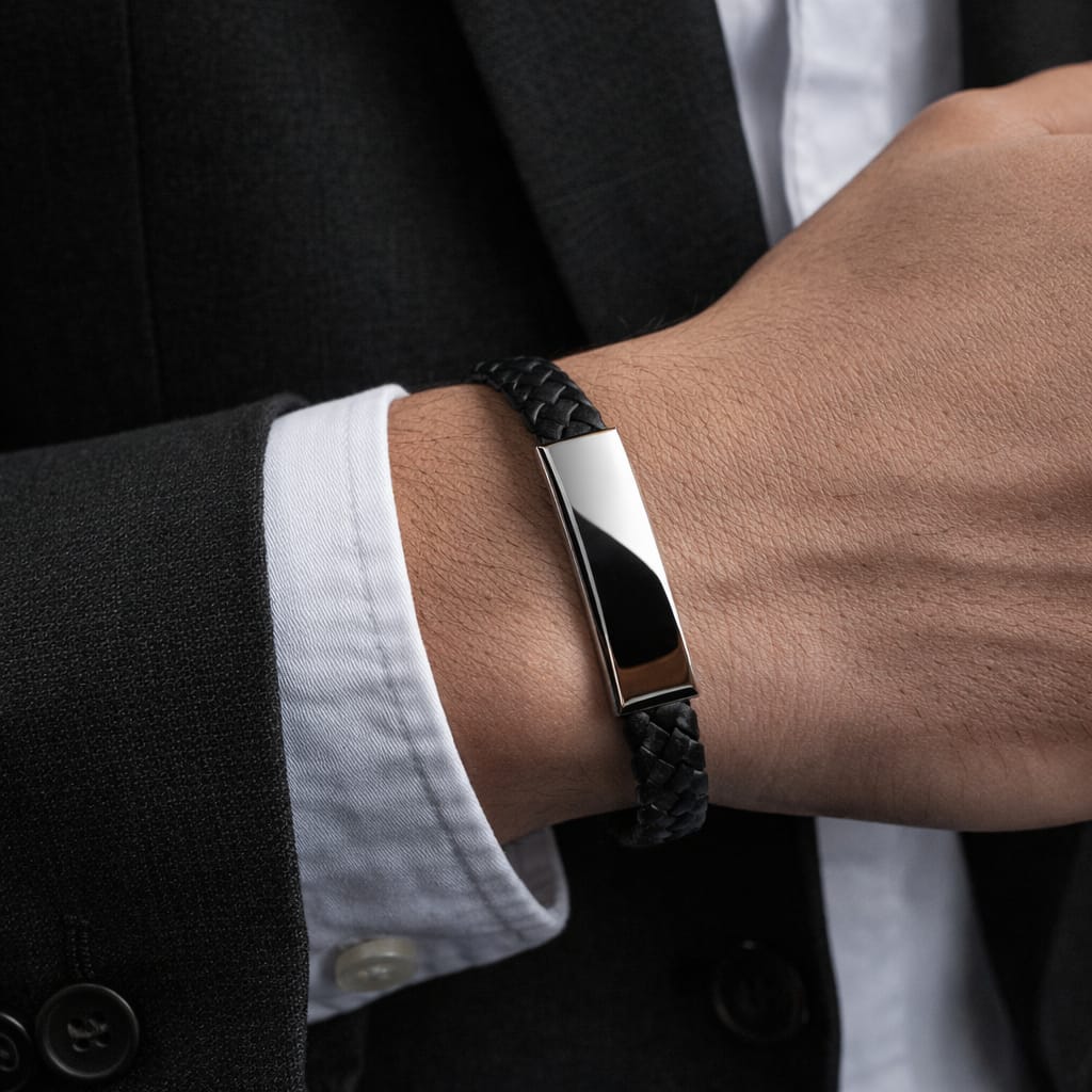 🖤 Noir Steel – Pulsera Clásica de Cuero & Acero