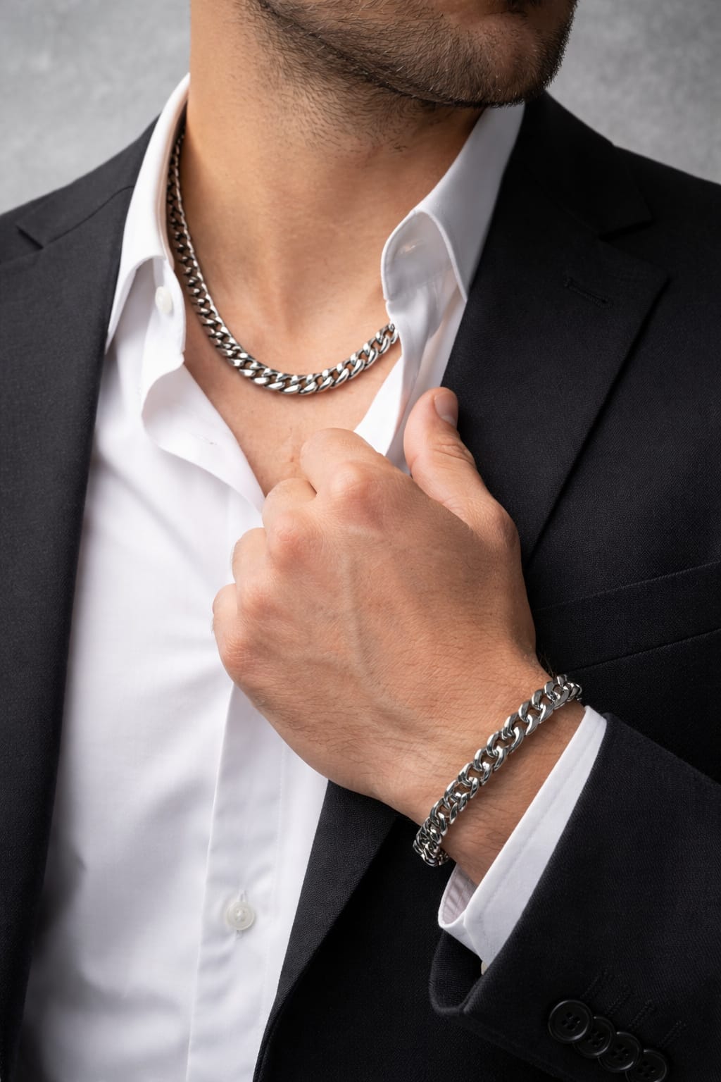 💎 Imperio Steel – Set Cadena & Pulsera Cubana