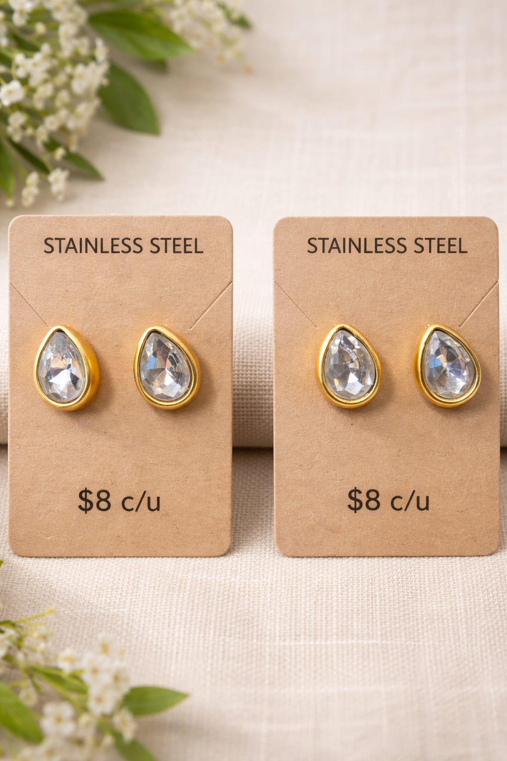 Aretes Gota Crystal Gold
